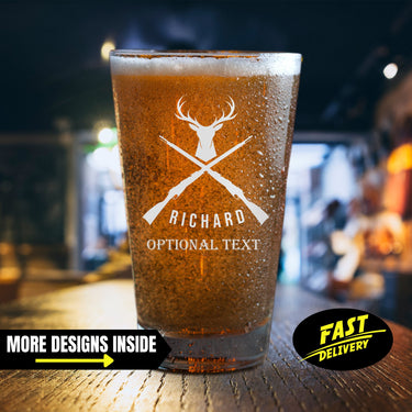 Personalized Deer Hunting Pint Glass